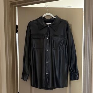Steve Madden Black Leather Jacket with Chest Pockets